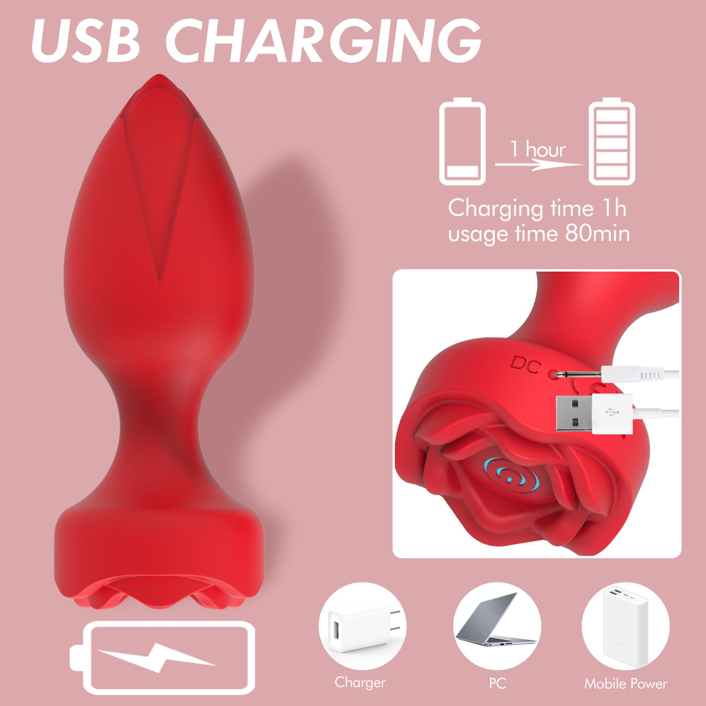 Bangor Rose-Anal Plug Vibration Remote Control APP