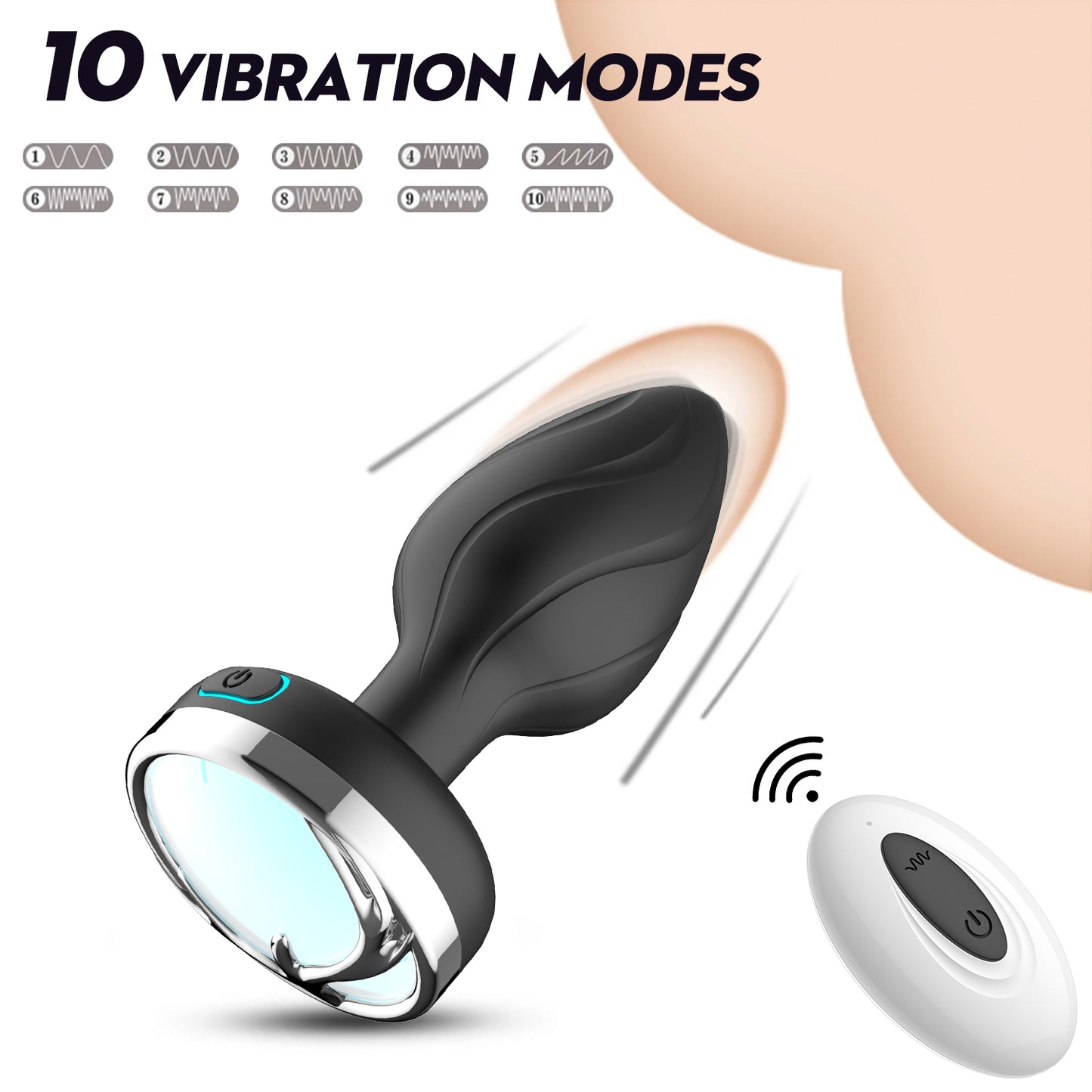 Luminous Anal Plug Vibrator Silicone Masturbator Wireless Remote