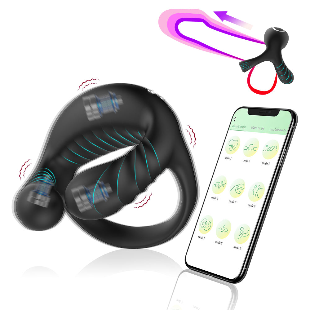 Barugo APP remote control three-vibration wearable and charging silicone time-delay lock fine ring for men