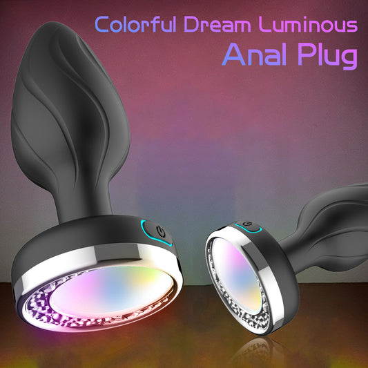 Luminous Anal Plug Vibrator Silicone Masturbator Wireless Remote