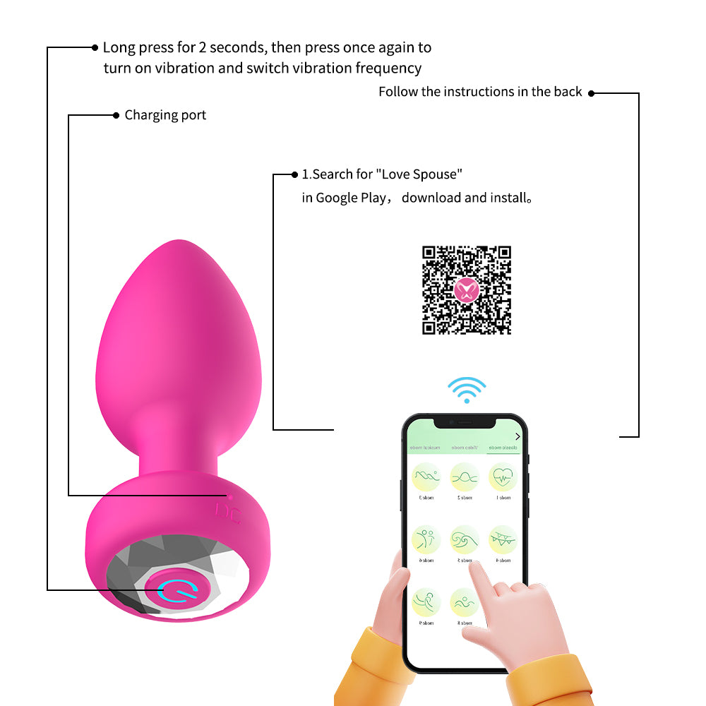 Pink Silicone Anal Plug Vibrating 3-Piece Set For Men Charging Remote Control APP