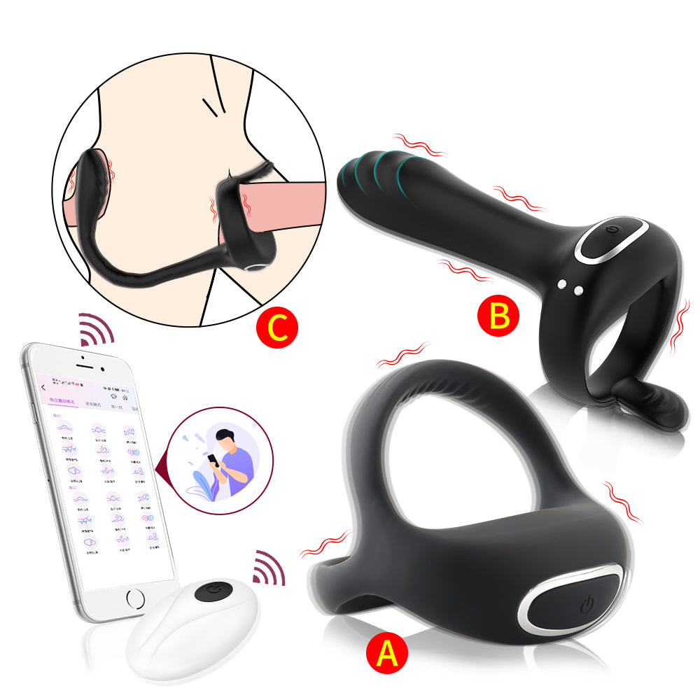 Cruise Couple Sex Toy APP Remote Control Delay Penis Vibration Lock Ring