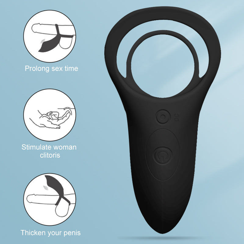 Remote control 10 frequency wearable vibrating ring double silicone lock fine ring male and female resonance clitoris ring couple sex toys masturbation device