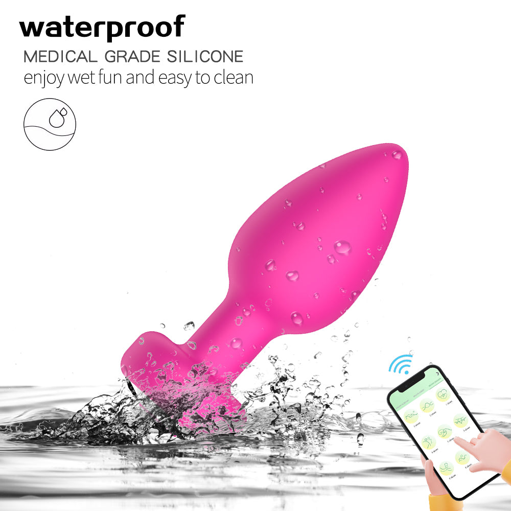 Pink Silicone Anal Plug Vibrating 3-Piece Set For Men Charging Remote Control APP