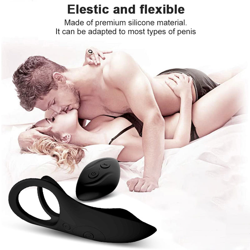 Remote control 10 frequency wearable vibrating ring double silicone lock fine ring male and female resonance clitoris ring couple sex toys masturbation device