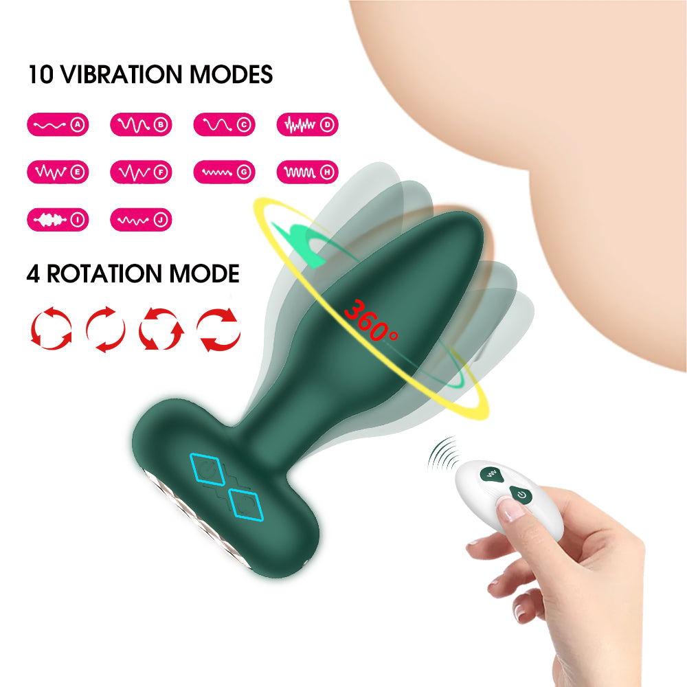 Gordon Twisting and Rotating Silicone Anal Plug Vibrator APP with Remote Control