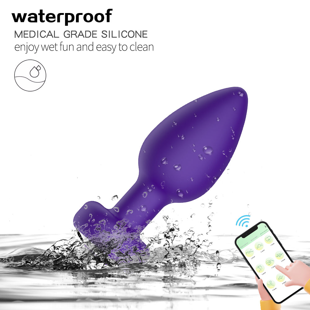 Purple Silicone Anal Plug Vibrating with Diamond 3-Piece Set For Men Charging Remote Control APP