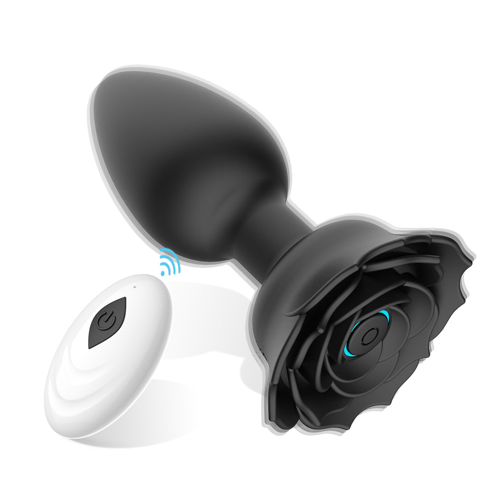 Rose Anal Plug Silicone Vibrator Sex Toy APP Remote