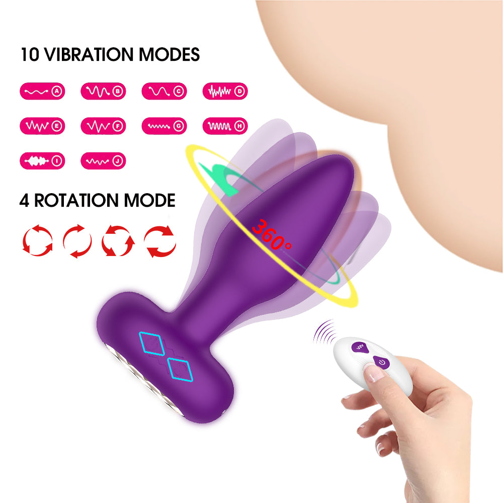 Gordon Twisting and Rotating Silicone Anal Plug Vibrator APP with Remote Control