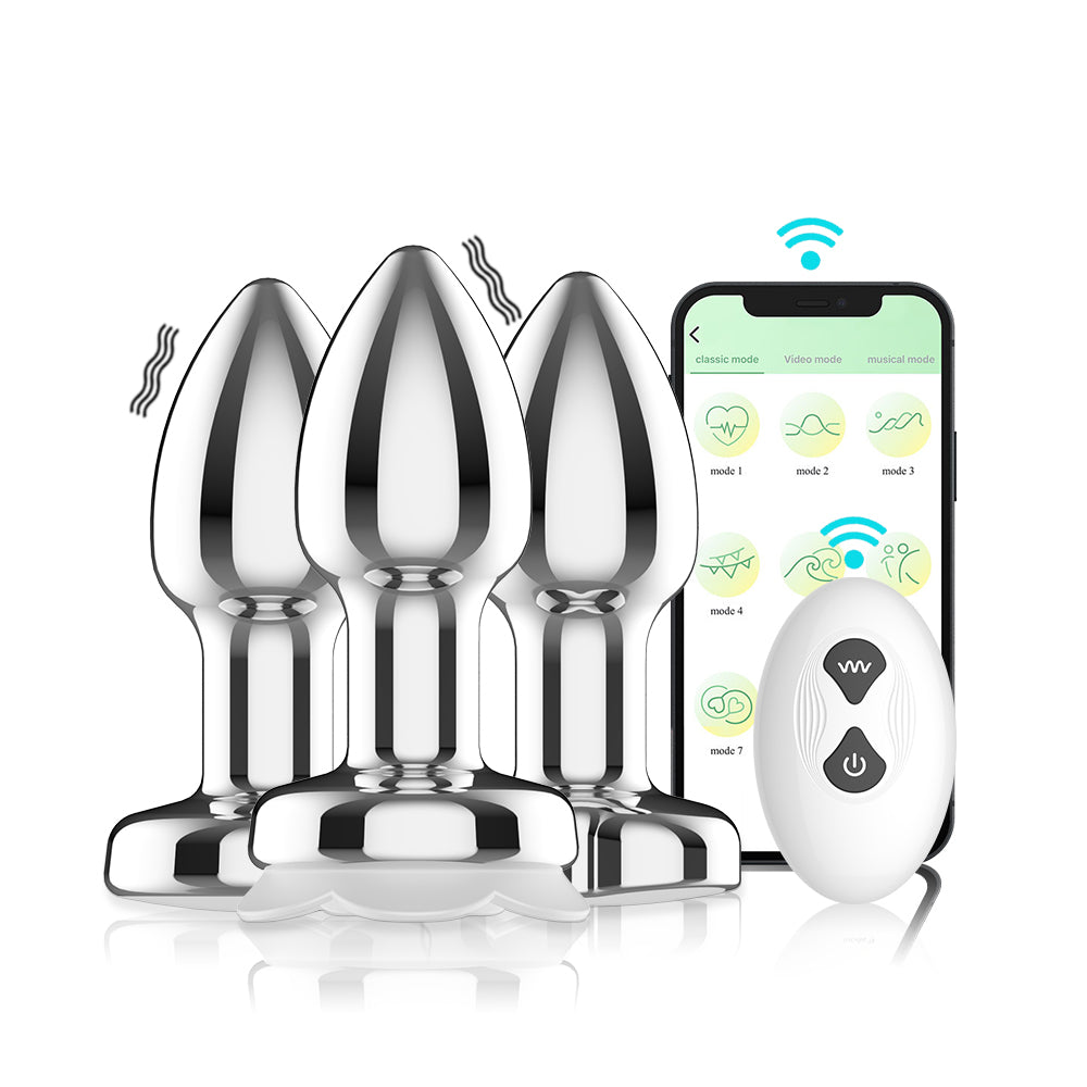 Metal Anal Plug Luminous Vibrator Sex Toy APP Remote Control