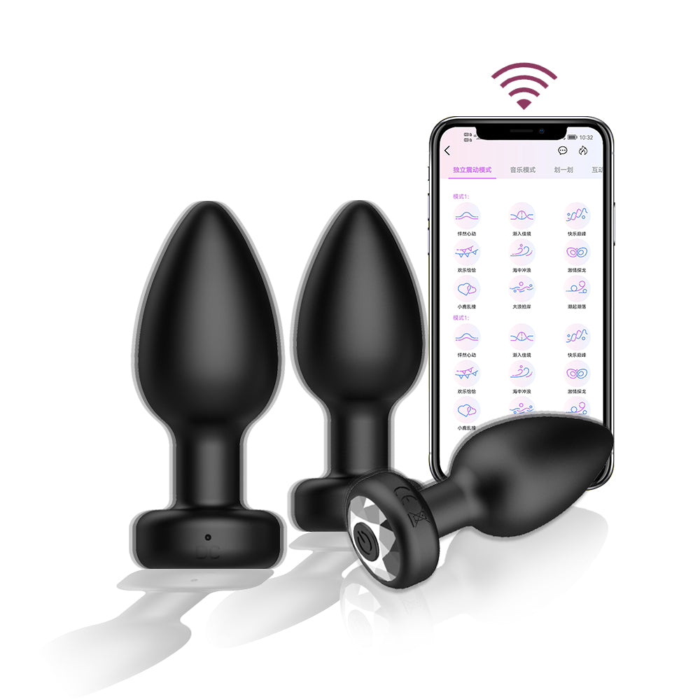 Diamond Silicone Anal Plug Set APP Remote Prostate Masturbation Massager Sex Toys