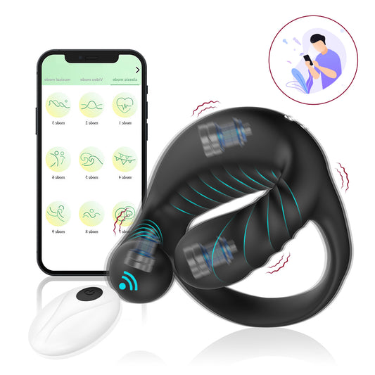 Barugo APP remote control three-vibration wearable and charging silicone time-delay lock fine ring for men