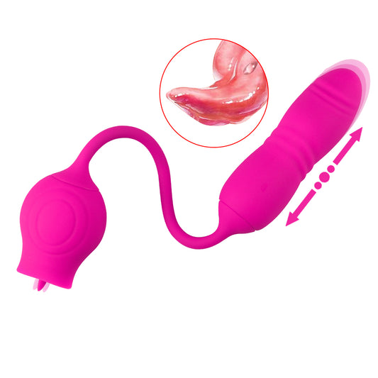 Tongue Licking Vibration Massage Masturbation Device Rose Red Tongue Retractable Backyard Anal Plug Jumping Egg Rose Red Adult Products