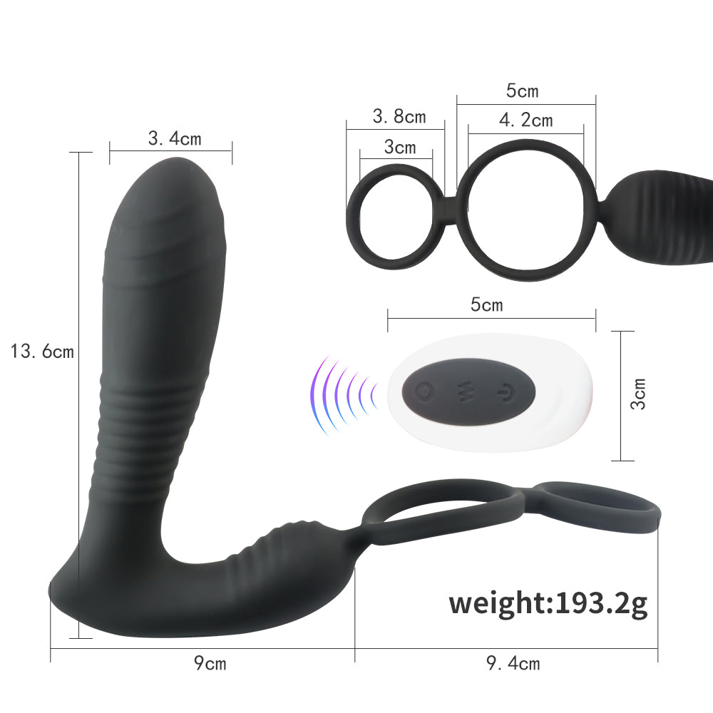 Prostate Massager Dual Vibration Anal Plug Bendable Masturbation Device Remote Control