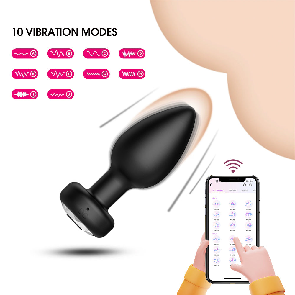 Diamond Silicone Anal Plug Set APP Remote Prostate Masturbation Massager Sex Toys