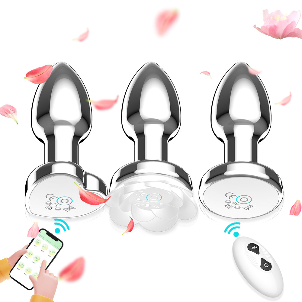 Metal Anal Plug Luminous Vibrator Sex Toy APP Remote Control