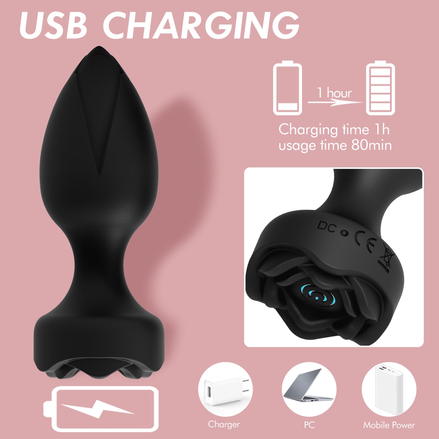 Bangor Rose-Anal Plug Vibration Remote Control APP