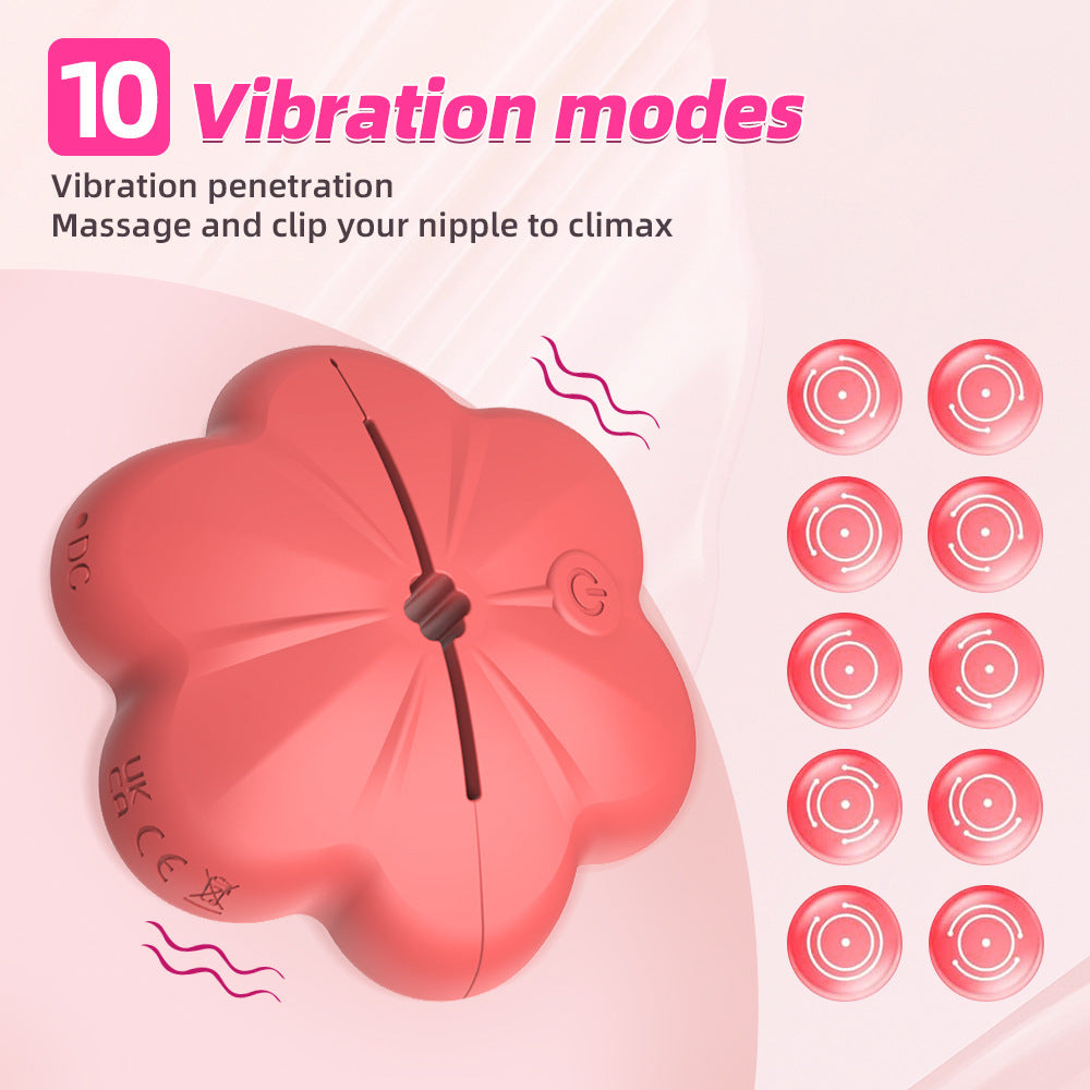 Flower Breasts - All-Inclusive Latex Clamp Vibrator - Nipple Clamps Female Sex Toys with 10 Vibration Modes