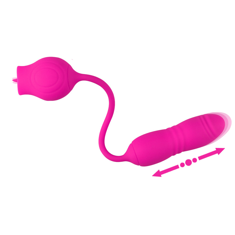 Tongue Licking Vibration Massage Masturbation Device Rose Red Tongue Retractable Backyard Anal Plug Jumping Egg Rose Red Adult Products