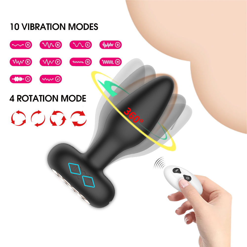 Gordon Twisting and Rotating Silicone Anal Plug Vibrator APP with Remote Control