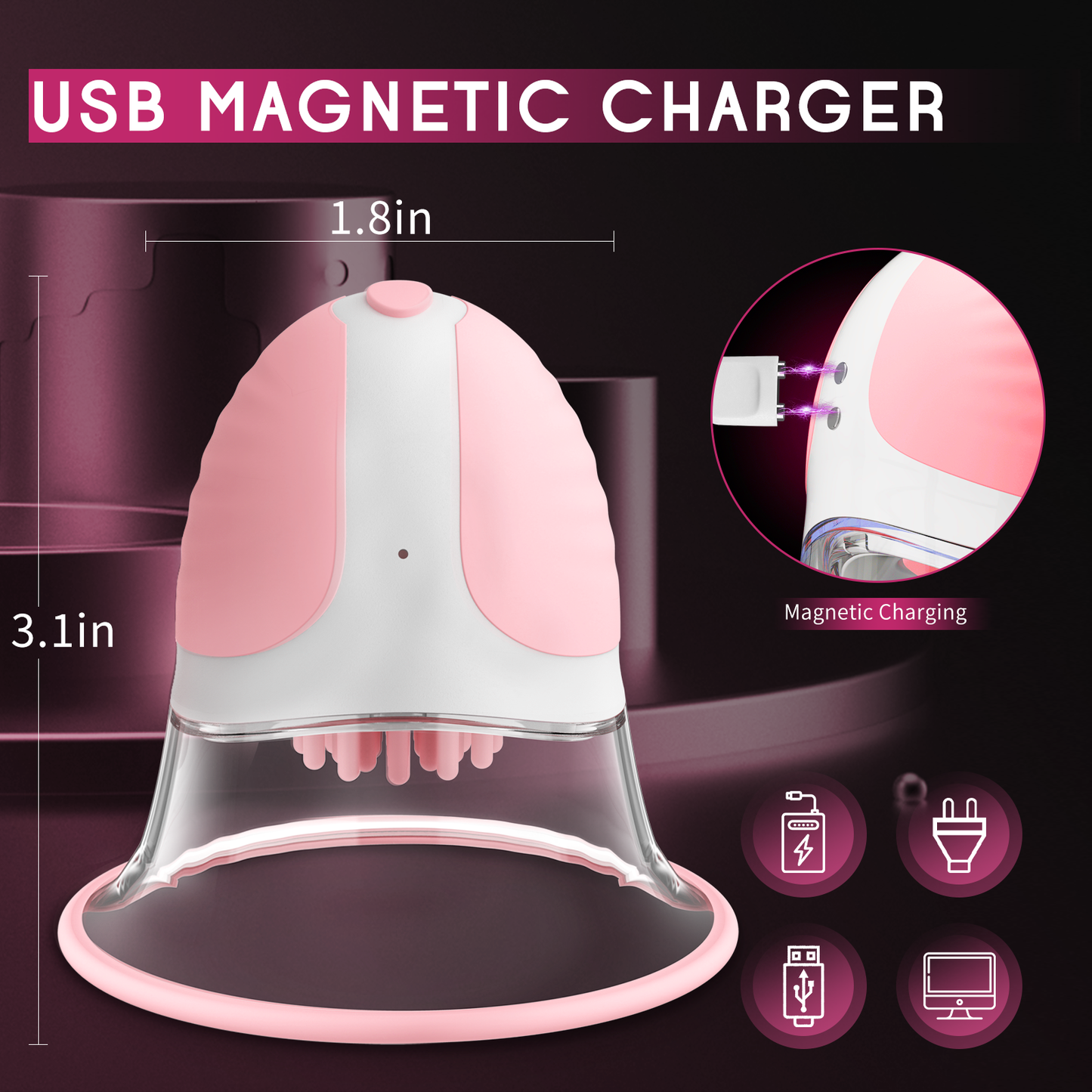 Breast Massager 360° Rotatable Nipple Vibrator, 10 Powerful Vibrating Sex Toys