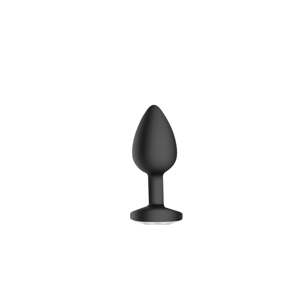 Black Silicone Anal Plug Vibrating with Diamond 3-Piece Set For Men Charging Remote Control APP