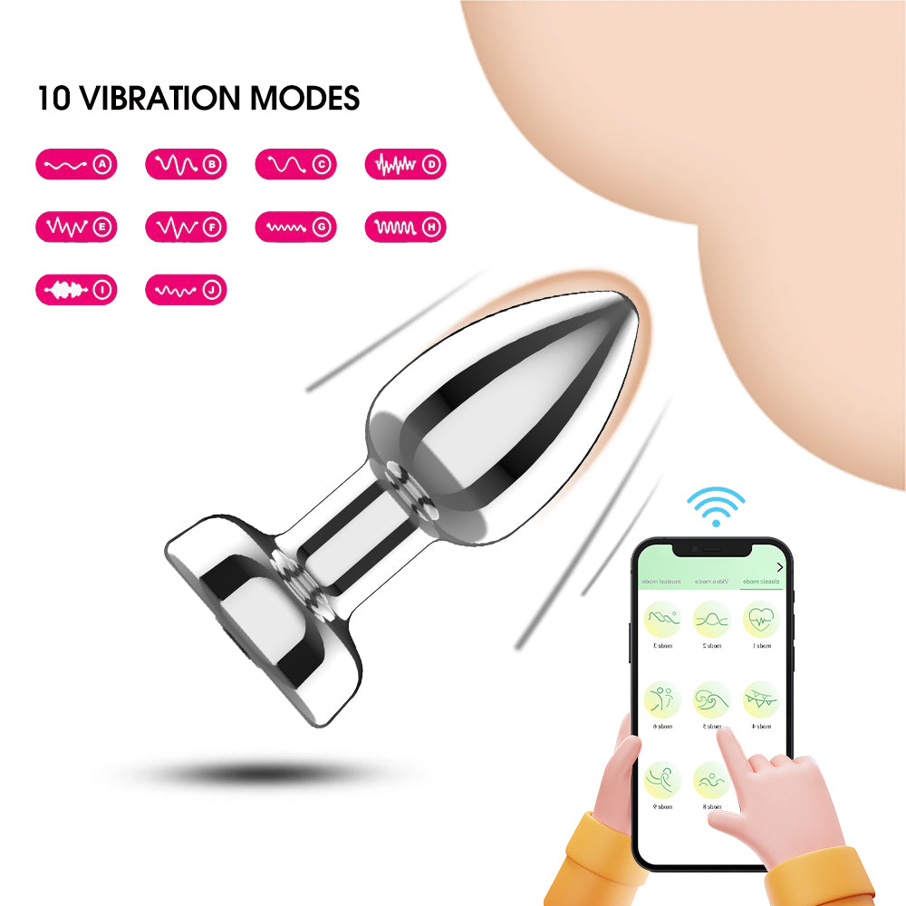 Metal Anal Plug Vibration Set For Men Charging Remote Control APP