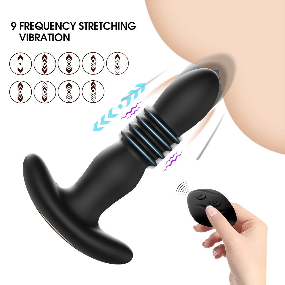 Crescent Prostate Anal Plug Silicone Telescopic Vibrator APP Remote Control