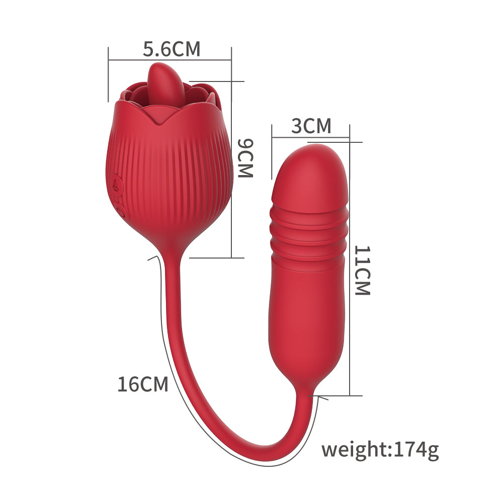 Rechargeable Tongue Licking Vibration Rose Tongue Masturbation Device Telescopic Fun Egg Jumping Adult Toy