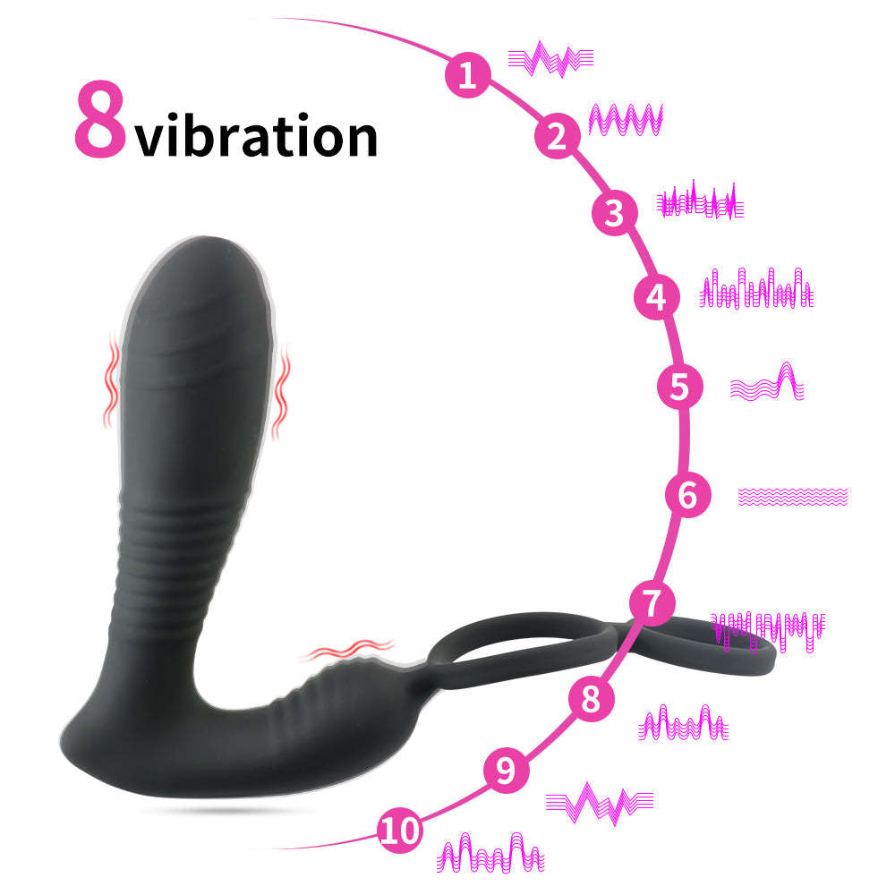 Prostate Massager Dual Vibration Anal Plug Bendable Masturbation Device Remote Control