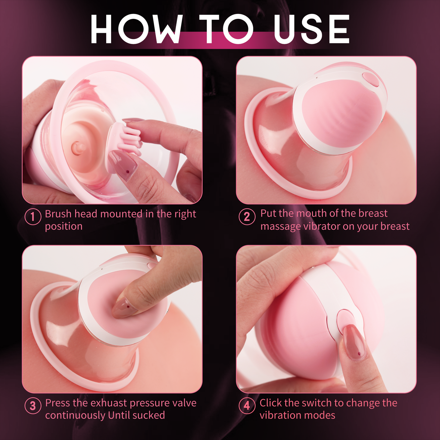 Breast Massager 360° Rotatable Nipple Vibrator, 10 Powerful Vibrating Sex Toys