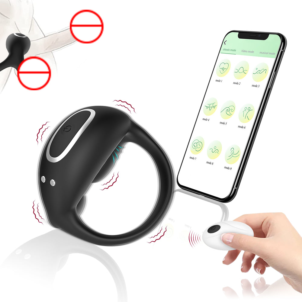 Barugo APP remote control three-vibration wearable and charging silicone time-delay lock fine ring for men