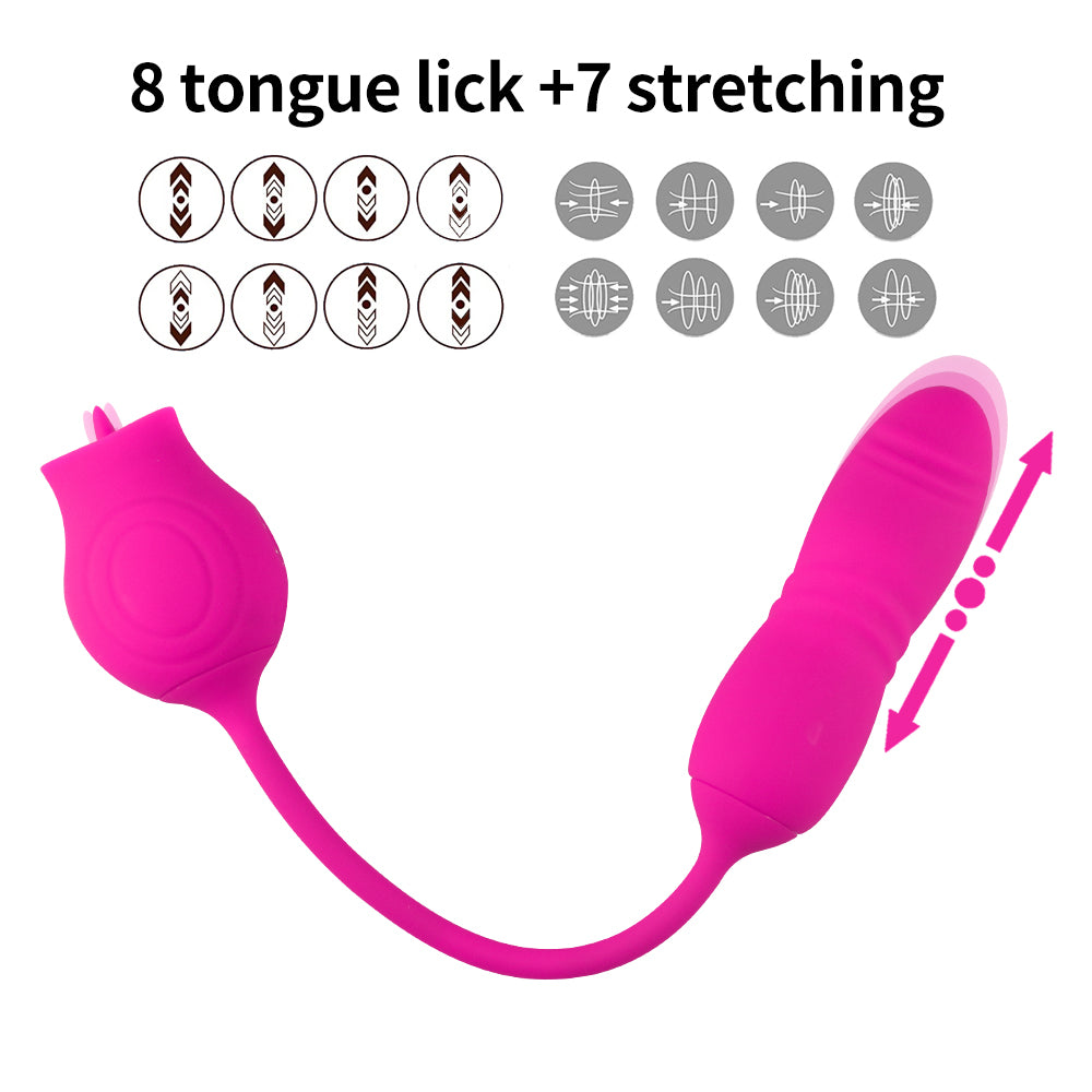 Tongue Licking Vibration Massage Masturbation Device Rose Red Tongue Retractable Backyard Anal Plug Jumping Egg Rose Red Adult Products