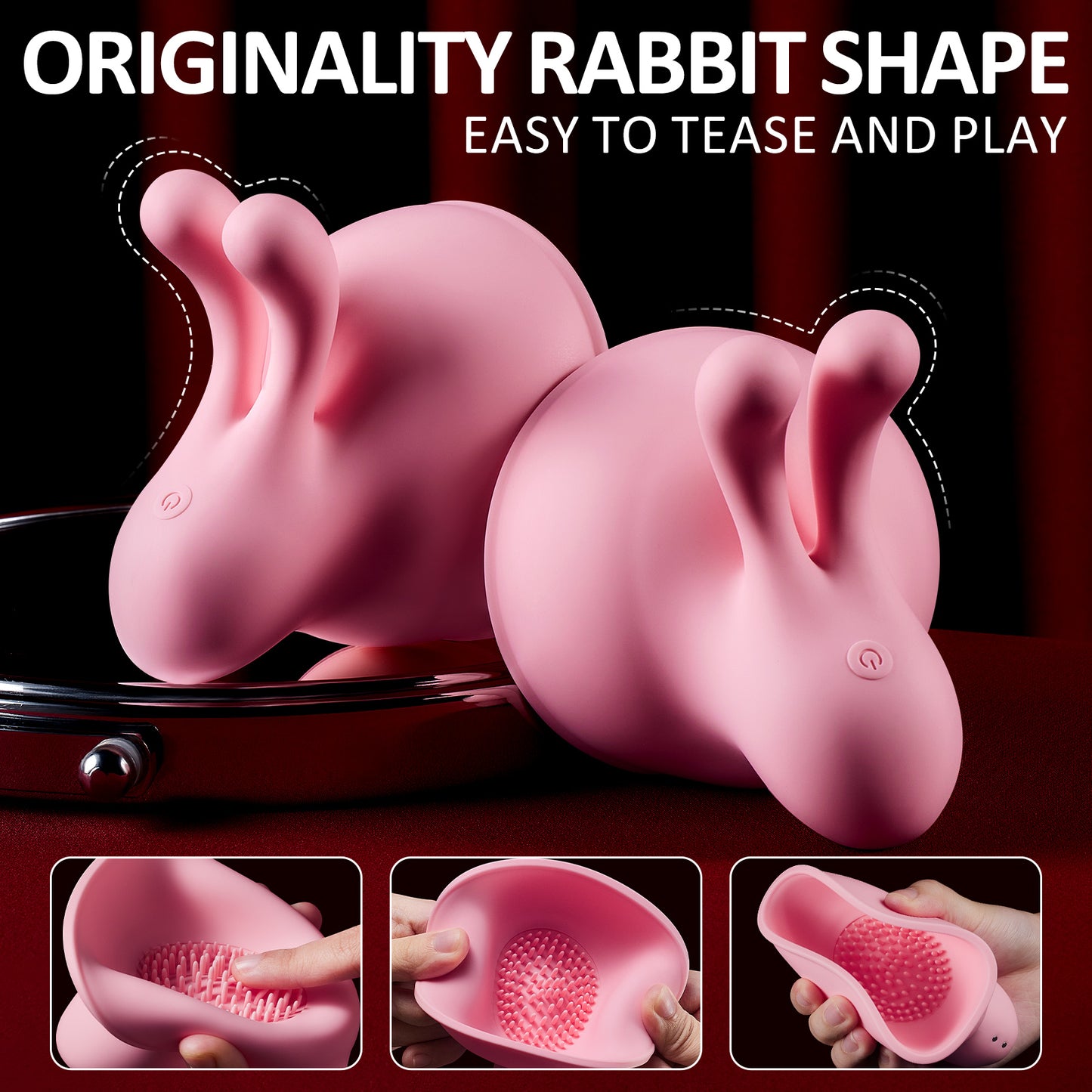 Wild Pink Bunny - Vibrator Nipple Suction Cup G-Spot Vibrator Nipple Clamp Toy Sex Toy