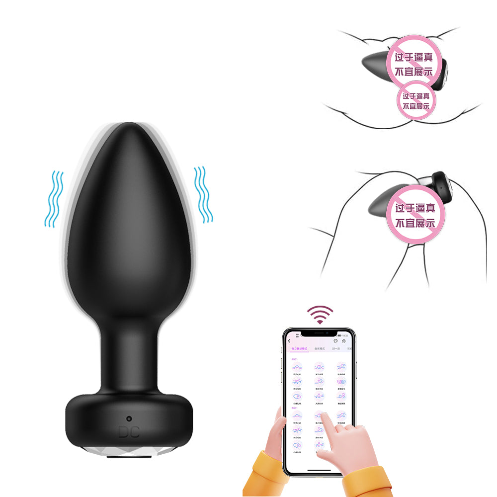 Diamond Silicone Anal Plug Set APP Remote Prostate Masturbation Massager Sex Toys