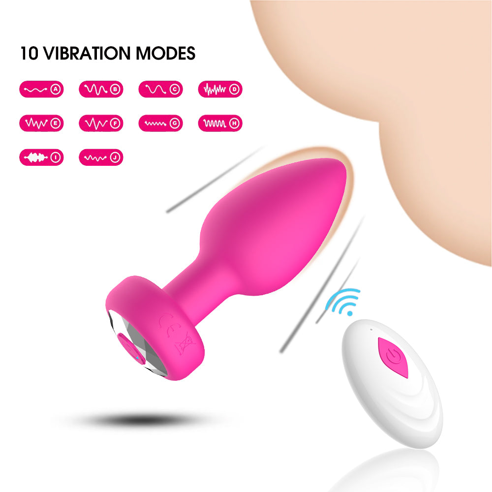 Pink Silicone Anal Plug Vibrating 3-Piece Set For Men Charging Remote Control APP