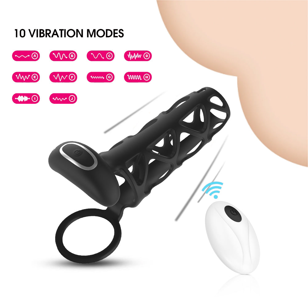 Penis net set vibrating time-delay lock fine ring for couples with APP remote control