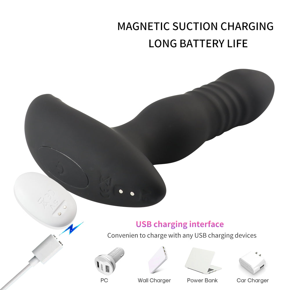 Wireless remote control prostate massager retractable anal plug for men