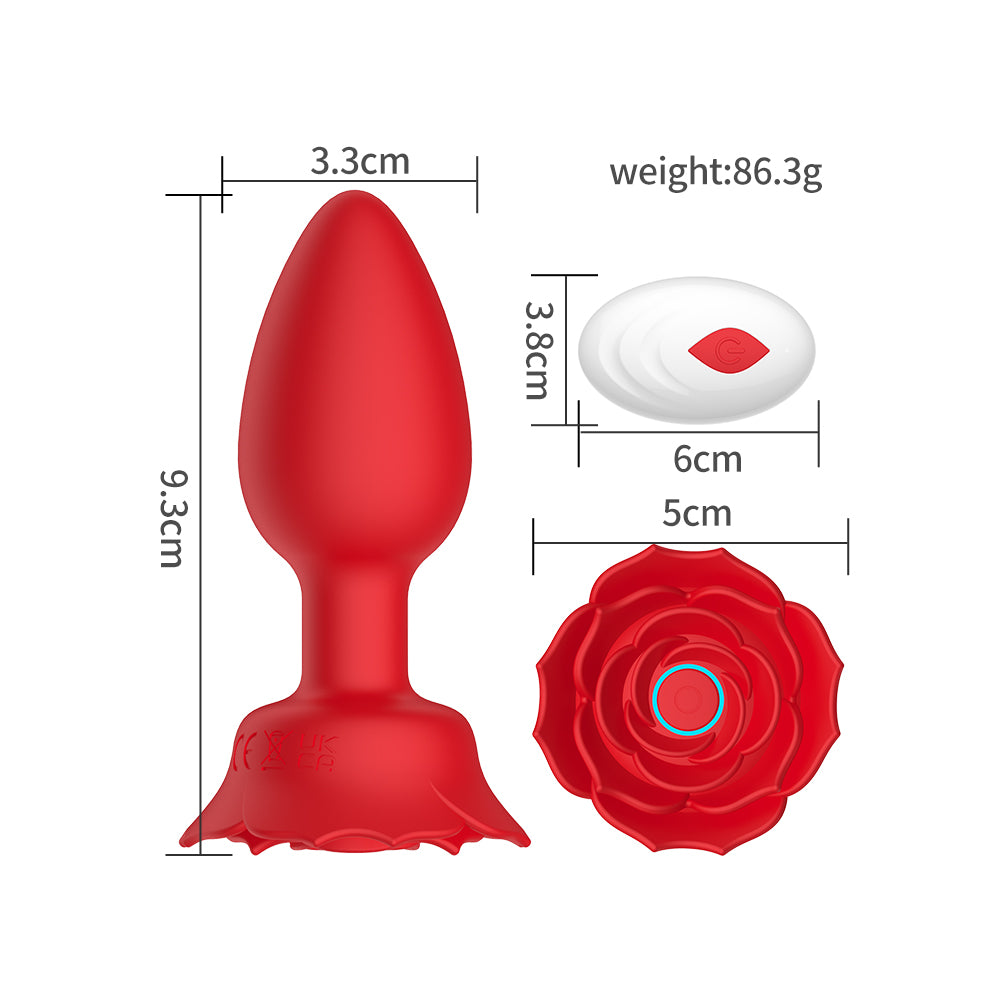 Rose Anal Plug Silicone Vibrator Sex Toy APP Remote