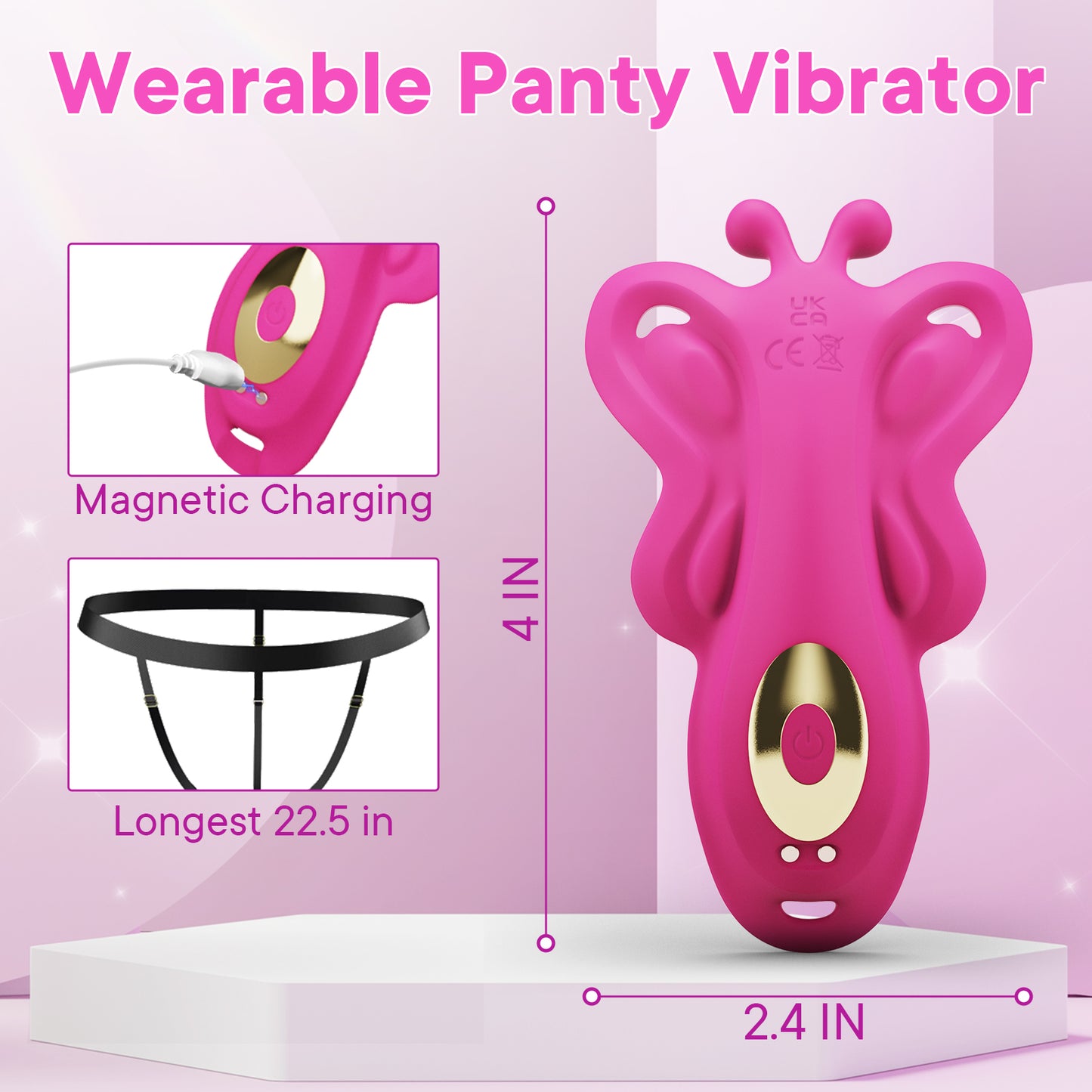 Thong Wearable Vibrator Adult Female Sex Toy, APP Controlled Clitoral Stimulator Novelty Adult Toy, 9 Vibration Modes, Mini Hidden Butterfly Vibrator Rose Sex Toy for Women and Couples