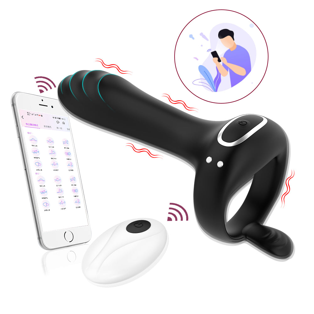 Cruise Couple Sex Toy APP Remote Control Delay Penis Vibration Lock Ring