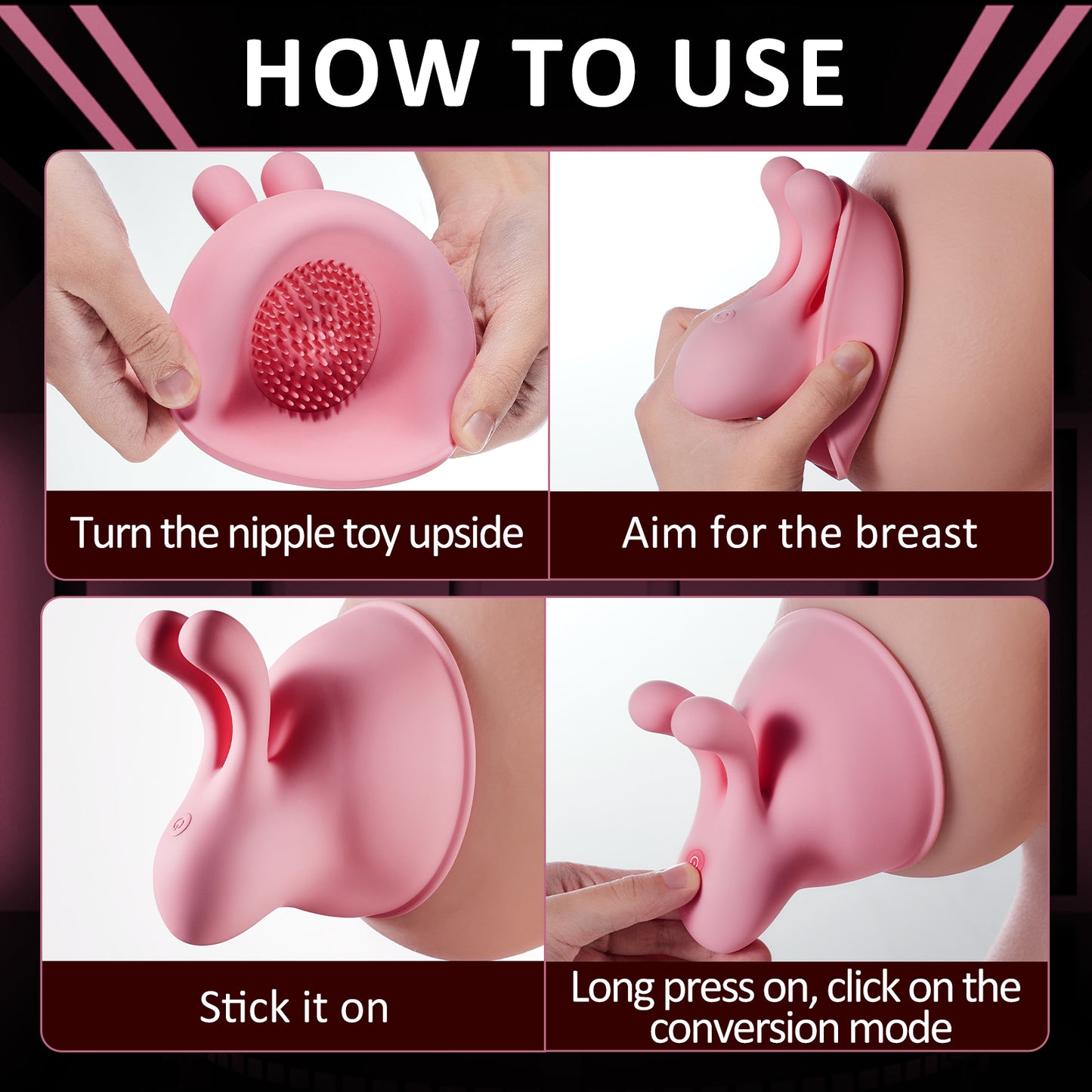 Wild Pink Bunny - Vibrator Nipple Suction Cup G-Spot Vibrator Nipple Clamp Toy Sex Toy