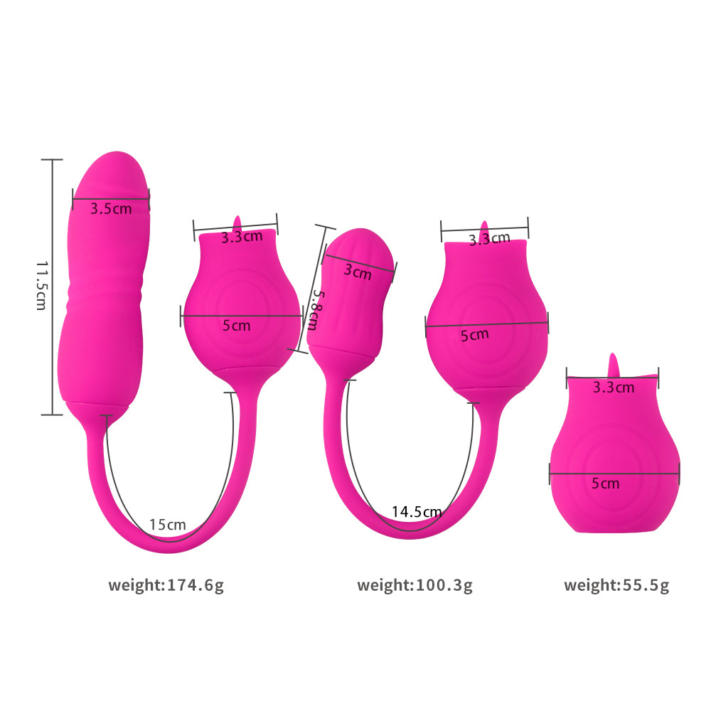 Tongue Licking Vibration Massage Masturbation Device Rose Red Tongue Retractable Backyard Anal Plug Jumping Egg Rose Red Adult Products