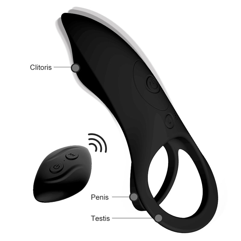 Remote control 10 frequency wearable vibrating ring double silicone lock fine ring male and female resonance clitoris ring couple sex toys masturbation device