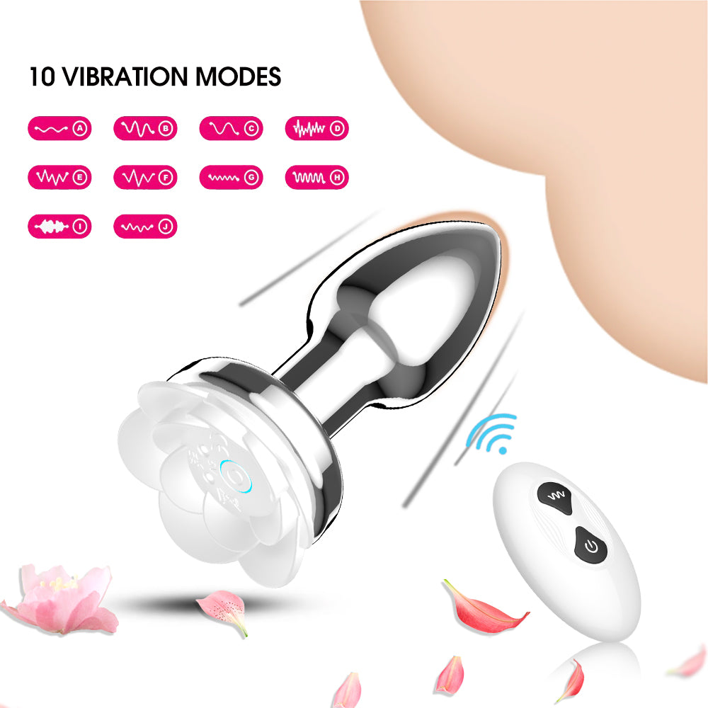 Metal Anal Plug Luminous Vibrator Sex Toy APP Remote Control