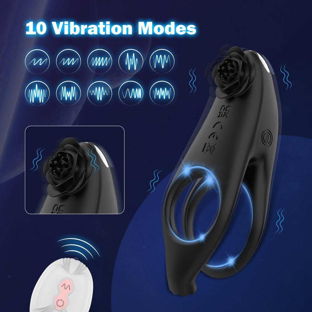 The Rose That Bites - Vibrating Penis Ring Remote Control G-spot Vibrator