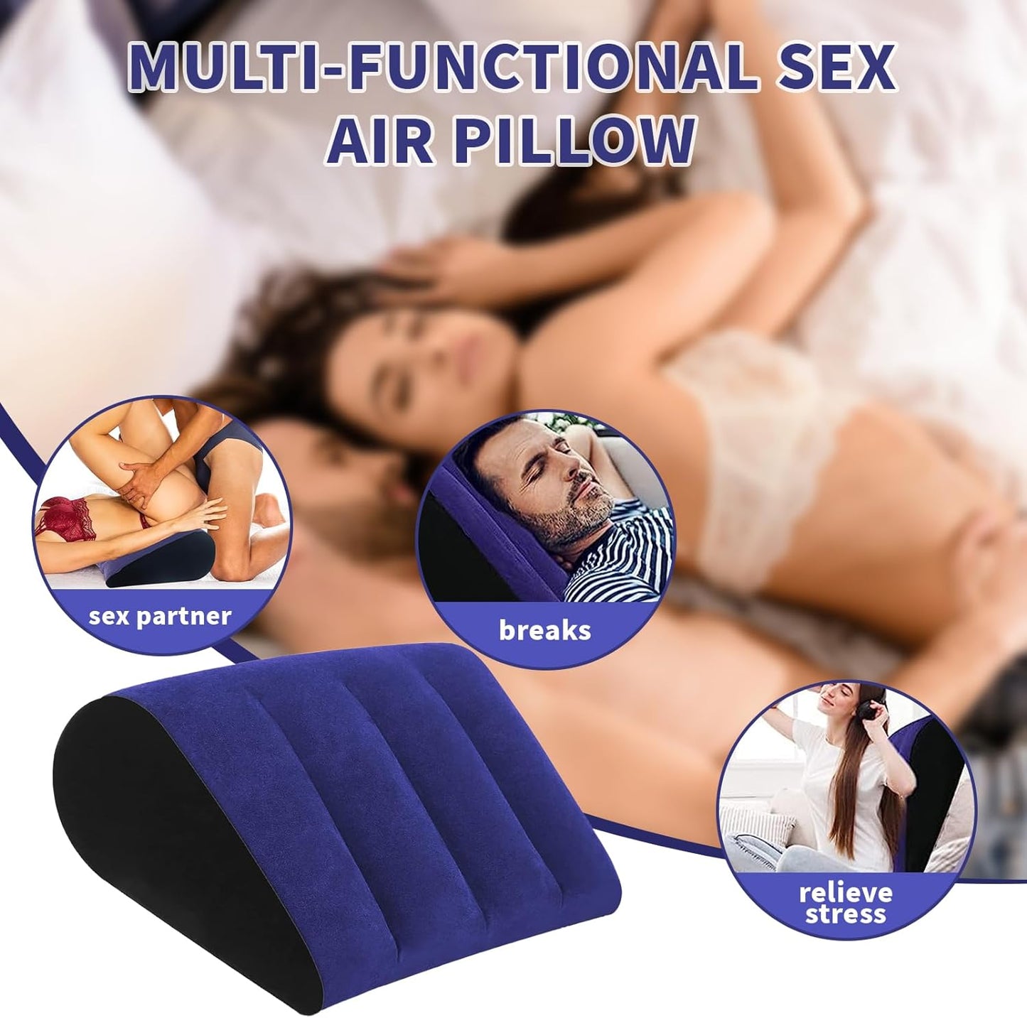 Adult Sex Toys Pillow – Triangle Inflatable Cushion for Enhanced Couple's Play. Provides Support for Deeper Positions, Ideal for Men and Women. Perfect Positioning Ramp for Couples.