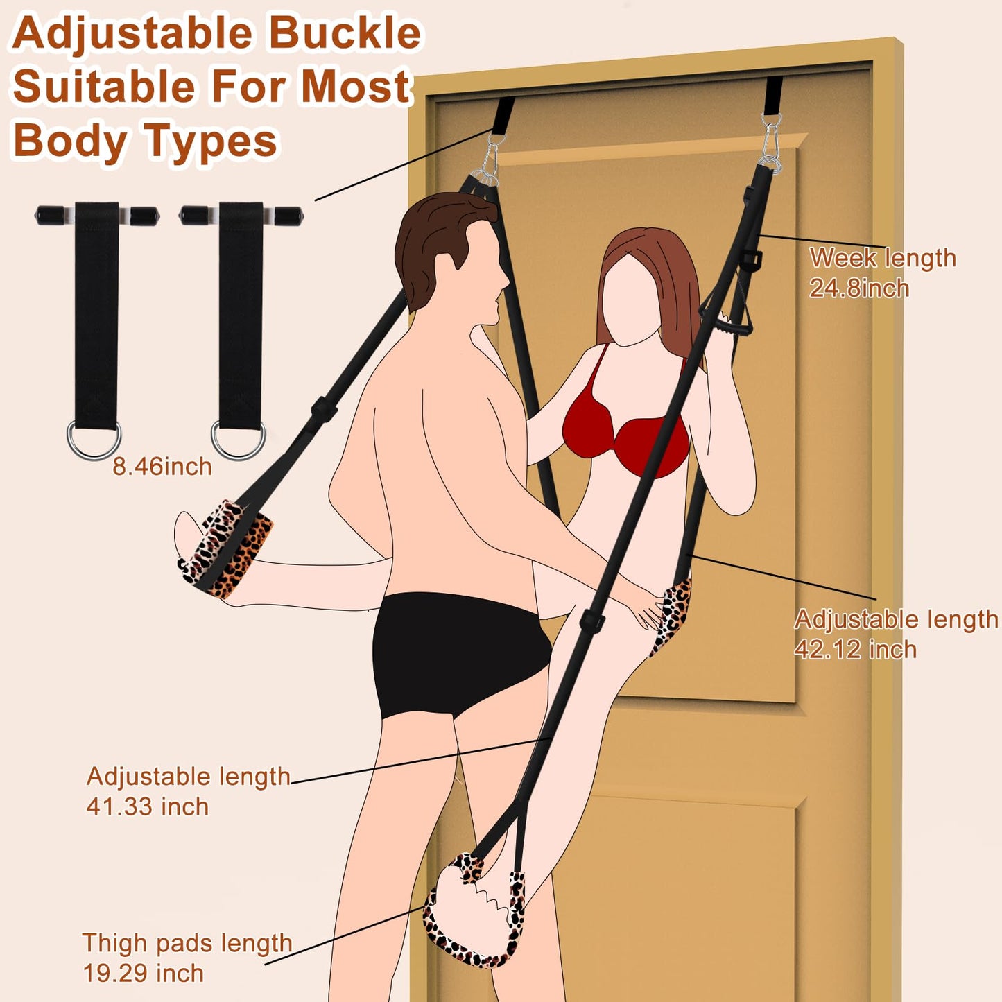 Newest Door Sex Swing with Cushioned Seat——Bondage Slave BDSM, Sex Furniture, Adult Sex Games for Women's Pleasure for Couples