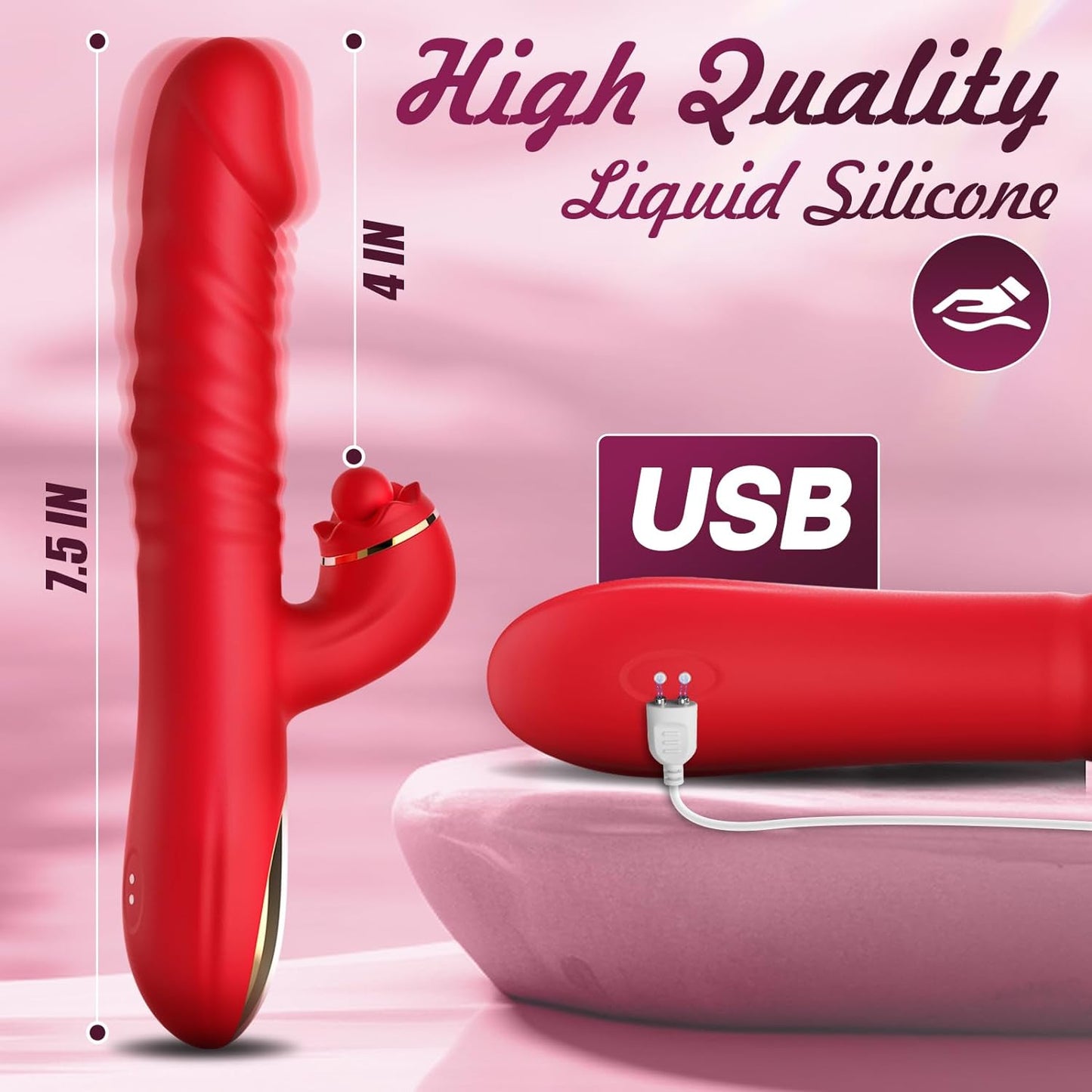 Liquid Ball Orgasm Wand - Rabbit G-spot Anal Vibrator Dildo, Clitoral Stimulator for Women