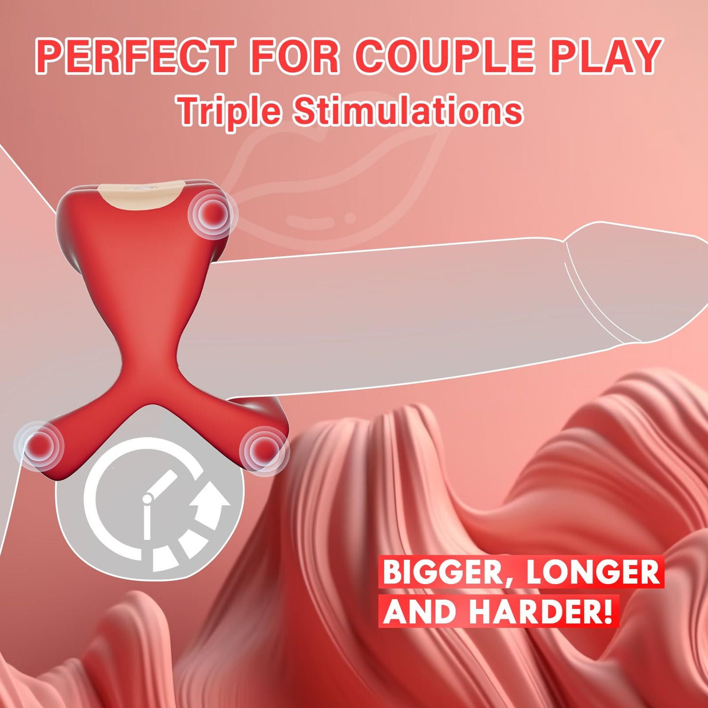 Hot Lips - Sperm Lock Ring, Vibrating Cock Ring Male Sex Toys for Men with 9 vibration frequencies